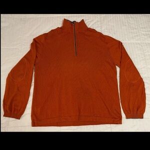 Vintage Banana Republic Silk Cashmere 1/4 Zip Mens Sweater Rust Orange Sz XL EUC